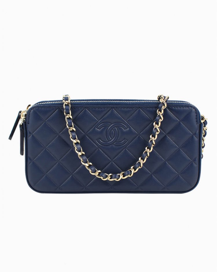 Bolsa Chanel Original Woc Azul Marinho Feminino
